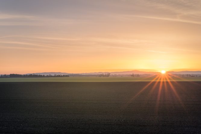 Sunset over the plains